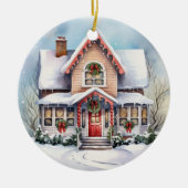 家族パーソナライズされたのクリスマス装飾、両面 セラミックオーナメント (正面)