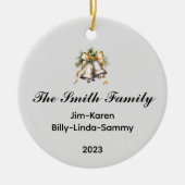家族パーソナライズされたのクリスマス記念品 セラミックオーナメント (正面)