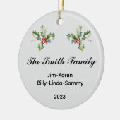 家族パーソナライズされたのクリスマス記念品 セラミックオーナメント (左)
