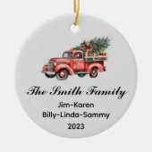 家族パーソナライズされたのクリスマス記念品 セラミックオーナメント (正面)