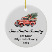 家族パーソナライズされたのクリスマス記念品 セラミックオーナメント (裏面)