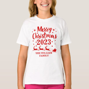 家族パーソナライズされたのクリスマスTシャツ Tシャツ