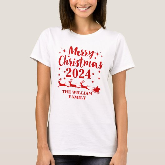 家族パーソナライズされたのクリスマスTシャツ Tシャツ (正面)