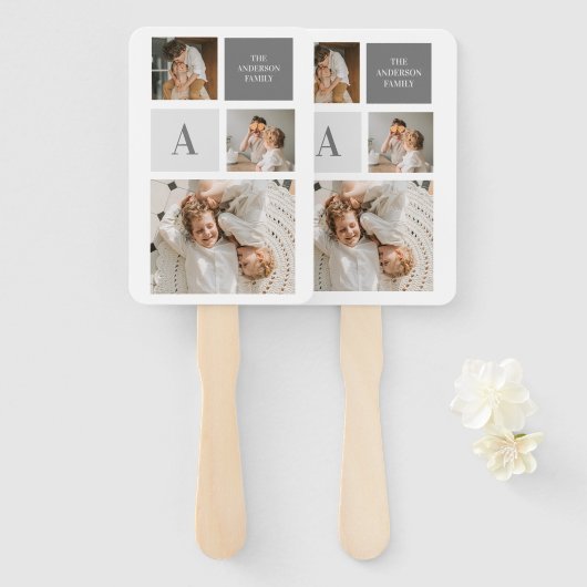 家族パーソナライズされたのコラージュの贈り物 ハンドファン (正面&裏面)