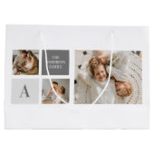 家族パーソナライズされたのコラージュの贈り物 ラージペーパーバッグ (裏面)