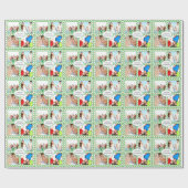 家族パーソナライズされたの休日フォトキャンディーケーン ラッピングペーパー (フラット)