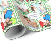 家族パーソナライズされたの休日フォトキャンディーケーン ラッピングペーパー (ロールコーナー)