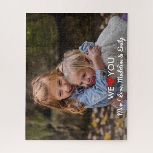 家族パーソナライズされたの写真お母さんを愛する ジグソーパズル (縦)