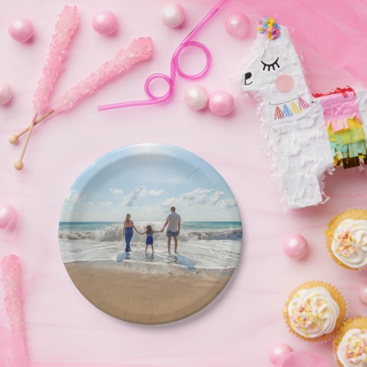 家族パーソナライズされたの写真がビーチ ペーパープレート (パーティー)