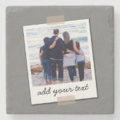 家族パーソナライズされたの写真とカスタム文字 ストーンコースター (正面)