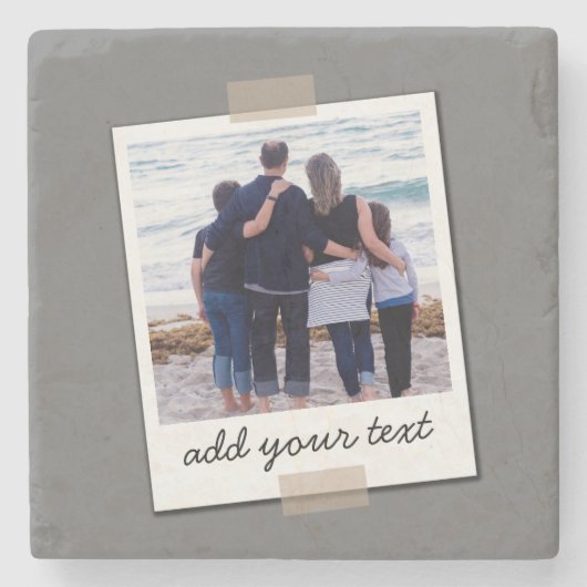 家族パーソナライズされたの写真とカスタム文字 ストーンコースター (正面)