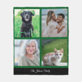 家族パーソナライズされたの写真とペットの名前 フリースブランケット (正面)
