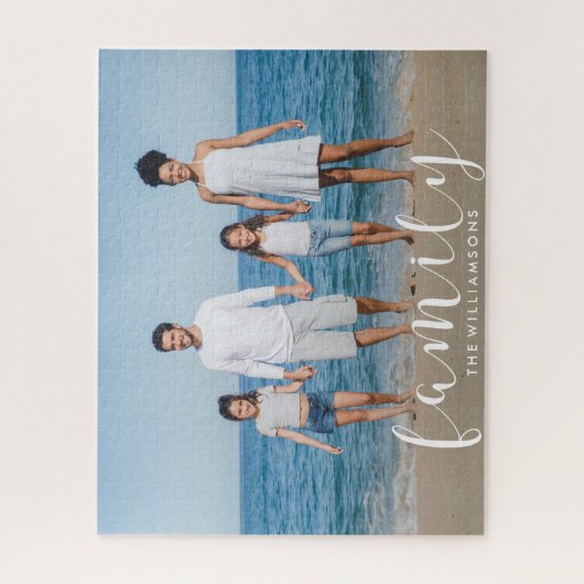 家族パーソナライズされたの写真と名前のカスタム品質 ジグソーパズル (縦)