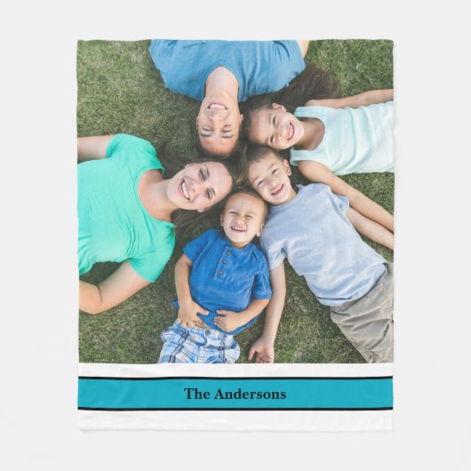 家族パーソナライズされたの写真と名前 フリースブランケット (正面)