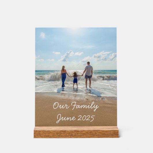 家族パーソナライズされたの写真と文字 アクリルサイン (正面)