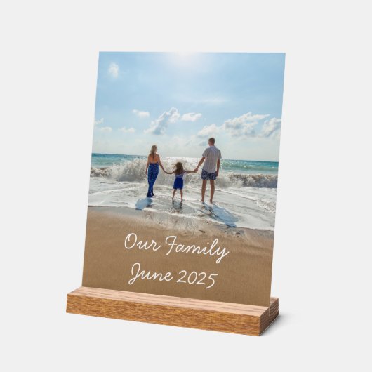家族パーソナライズされたの写真と文字 アクリルサイン (傾斜)