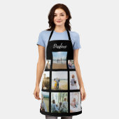 家族パーソナライズされたの写真のコラージュ名 エプロン (着用した状態)