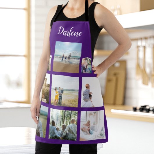 家族パーソナライズされたの写真のコラージュ名 エプロン