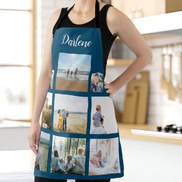 家族パーソナライズされたの写真のコラージュ名 エプロン