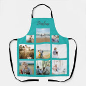 家族パーソナライズされたの写真のコラージュ名 エプロン (正面)