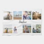 家族パーソナライズされたの写真のコラージュ名 キッチンタオル (横)