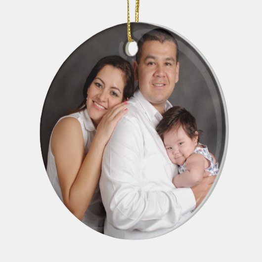 家族パーソナライズされたの写真の休日 セラミックオーナメント (左)
