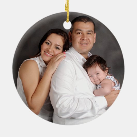家族パーソナライズされたの写真の休日 セラミックオーナメント (裏面)