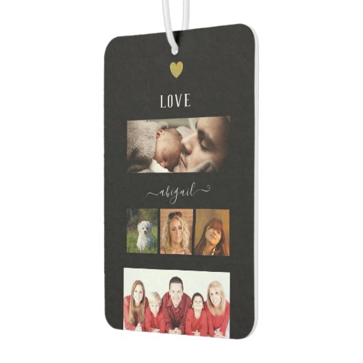 家族パーソナライズされたの写真コラージュを黒に カーエアーフレッシュナー (左)