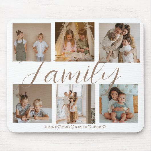家族パーソナライズされたの写真コラージュ マウスパッド (正面)