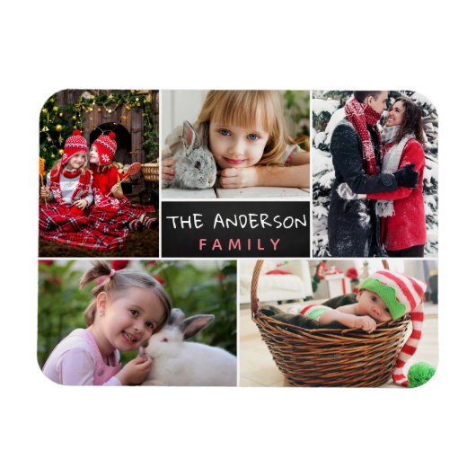 家族パーソナライズされたの写真コラージュ マグネット (横)