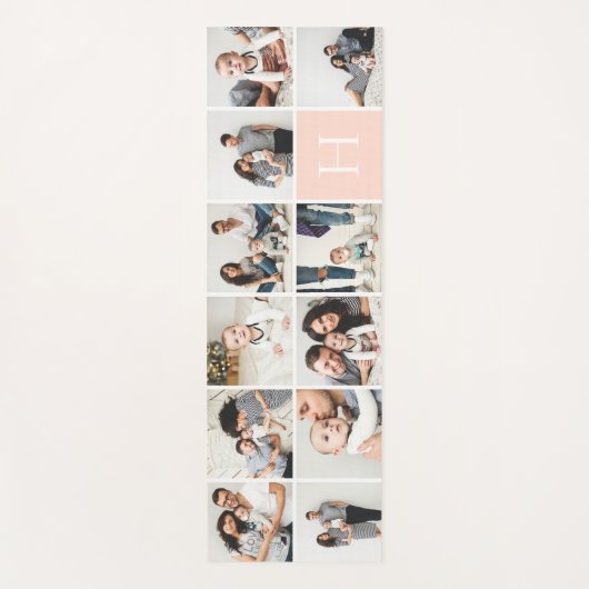 家族パーソナライズされたの写真コラージュ | 赤面モノグラム ヨガマット (正面)