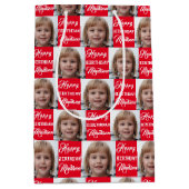 家族パーソナライズされたの写真ハッピーバースデー ミディアムペーパーバッグ (正面)