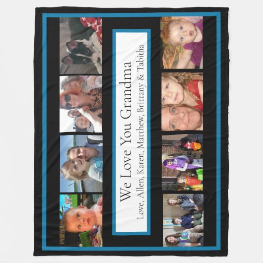 家族パーソナライズされたの写真 |おばあちゃんのプレゼント フリースブランケット (正面)