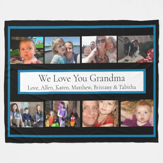家族パーソナライズされたの写真 |おばあちゃんのプレゼント フリースブランケット (正面(横))