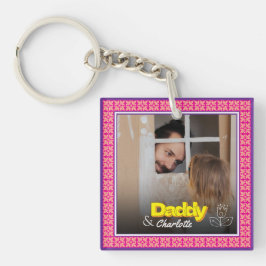 家族パーソナライズされたの写真 – パパの娘と息子の画像 キーホルダー
