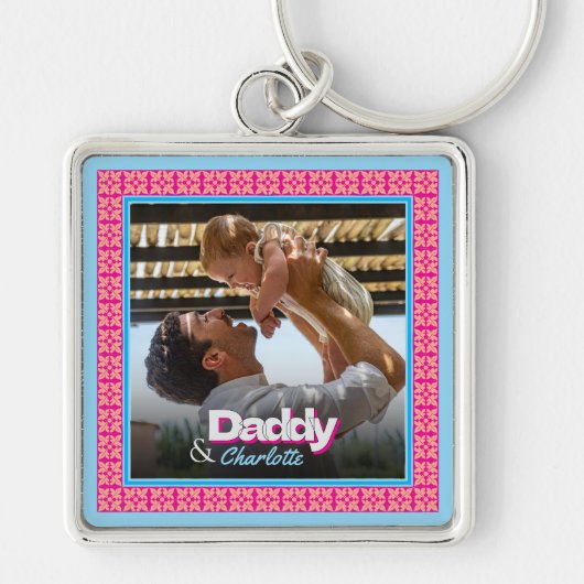 家族パーソナライズされたの写真 – 娘とパパ キーホルダー (正面)