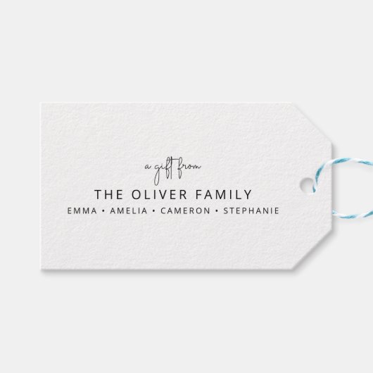 家族パーソナライズされたの名前から贈り物を最小限に抑える ギフトタグ (正面(横))