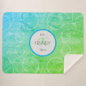 家族パーソナライズされたの名前と重要な日付 シェルパブランケット (正面(横))