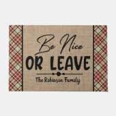 家族パーソナライズされたの名前は良いか歓迎し離れている ドアマット (正面)