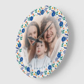 家族パーソナライズされたの大規模な写真コラージュのメモリ ラージ壁時計 (傾斜)