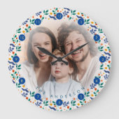 家族パーソナライズされたの大規模な写真コラージュのメモリ ラージ壁時計 (正面)