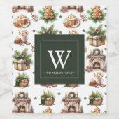 家族パーソナライズされたの居心地の良いクリスマス ワインラベル (シングルラベル)