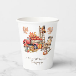 家族パーソナライズされたの水彩感謝祭 紙コップ