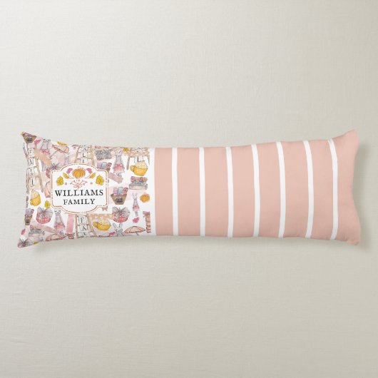 家族パーソナライズされたの秋の水彩 ボディピロー (正面)