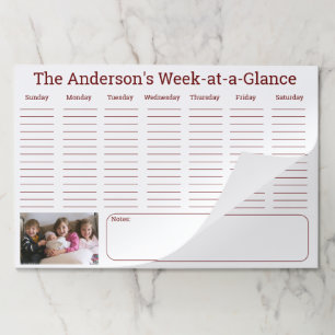 家族パーソナライズされたの週の概要 ペーパーパッド
