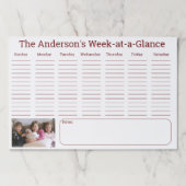 家族パーソナライズされたの週の概要 ペーパーパッド (正面)