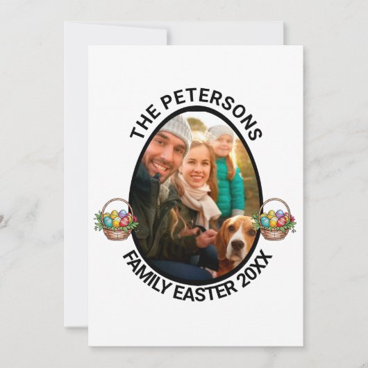家族パーソナライズされたイースターフォト卵バスケット シーズンカード (正面)