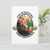 家族パーソナライズされたイースターフォト卵バスケット シーズンカード (スタンド正面)