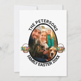 家族パーソナライズされたイースターフォト卵バスケット シーズンカード