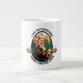 家族パーソナライズされたイースターフォト卵バスケット ジャンボコーヒーマグカップ